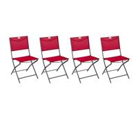 HESPERIDE - Lot de 4 Chaises de Jardin Pliantes Modula Grenade - Acier Traité Epoxy Texaline - Dim 46 x 52 x 87 cm - Meuble d'Extérieur Pliable