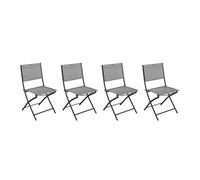 Hespéride Chaises de jardin pliantes Modula Galet Graphite Acier traité époxy Texaline Lot de 4