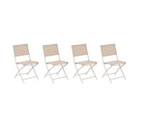 Lot de 4 chaises jardin pliantes MODULA Lin Argile Acier traité époxy, Texaline Hespéride