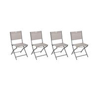 Lot de 4 chaises jardin pliantes MODULA Noisette Tonka Acier traité époxy, Texaline Hespéride