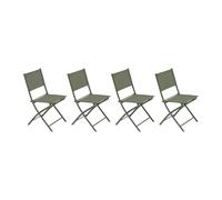 Hespéride – Chaises de jardin Modula – Lot de 4 pliantes Vert laurier Acier traité époxy Texaline