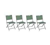 Lot de 4 chaises jardin pliantes MODULA Vert olive Graphite Acier traité époxy, Texaline Hespéride