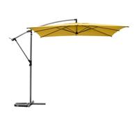 Parasol déporté carré ""Manoa"" jaune moutarde D2,5x2,5m en acier - Hespéride