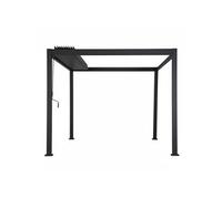 Pergola bioclimatique rétractable EVORA Gris 4 x 3 m - Structure et lames doubles en aluminium Hespéride