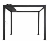 Pergola bioclimatique rétractable EVORA Gris 4 x 3 m - Structure et lames doubles en aluminium Hespéride