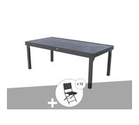 Ensemble Repas Table Extensible Rectangulaire Alu Graphite Piazza + 12 Chaises Modula - Hespéride Multicolore