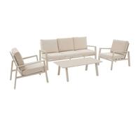 Salon de jardin LUZANE Argile 5 places - Aluminium traité époxy, Polyester Hespéride