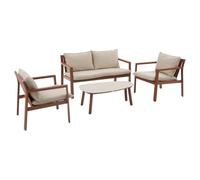 Hespéride - Salon de Jardin Bas Flovia 4 Personnes Terracotta - Fauteuils Empilables - Aluminium Anti-Rouille, Coussins Déperlants - pour Terrasse, Extérieur