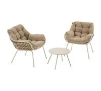 HESPERIDE - Salon de Jardin Duo Paopao 3 Pièces - Argile, Résine Tressée, Acier Anti Corrosion, Coussins Inclus - pour Balcon, Terrasse, Petit Espace