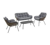 Salon de jardin PAOPAO Gris / Graphite 4 places - Acier traité époxy, Polyester Hespéride