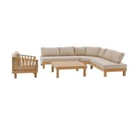 Hespéride - Salon de Jardin Xenia Acacia - 6 Places - Coussins Déhoussables - Tissu Déperlant - Mobilier Extérieur pour Terrasse Balcon Patio