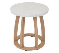 HESPERIDE - Table d'appoint de Jardin Ronde Lemindo Beige - 50 x 53 cm - Eucalyptus - Mobilier d'Extérieur pour Terrasse Balcon Patio