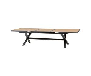 HESPERIDE - Table de Jardin Extensible Axiome Effet Bois/Graphite - 12 Places - Aluminium Traité Epoxy Antirouille - Meuble d'Extérieur à Rallonge Automatique