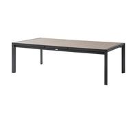 Table de jardin extensible ÉVASION Effet bois Honey Graphite 14 places - Aluminium traité époxy, Lattes Hespéride