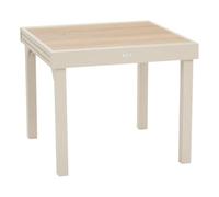 Table de jardin extensible carréee PIAZZA Epeautre / Argile 8 places - Aluminium traité époxy, Verre trempé Hespéride