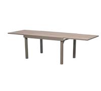 Table de jardin extensible rectangulaire PIAZZA Truffe / Café 10 places - Aluminium traité époxy, Verre trempé Hespéride
