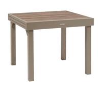 Table de jardin extensible carréee PIAZZA Truffe / Café 8 places - Aluminium traité époxy, Verre trempé Hespéride