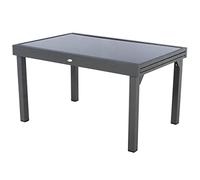 HESPERIDE - Table de Jardin Extensible Piazza Gris Graphite - 10 Places - Aluminium Antirouille Verre trempé - Meuble d'Extérieur Rallonge Coulissante