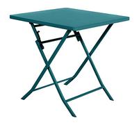 Table de jardin pliante carrée GREENSBORO Bleu canard 2 places - Acier traité époxy, Traitement antirouille renforcé Hespéride