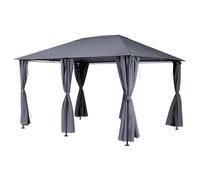 Hespéride - Tonnelle Santorini Ardoise 4 x 3 m, Acier Traité, Toile Déperlante, 6 Rideaux et Moustiquaire Inclus - pour Jardin, Terrasse, Barnum