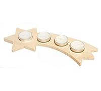 Hess Holzspielzeug 40036 - Porte-Bougie à réchaud en Forme d'étoile avec Queue, en Bois, Naturel, décoration pour Les Occasions spéciales des Monts Métallifères