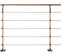 HESTA - Kit de garde-corps en bois de 2 m à monter soi-même, couleur hêtre, fixation à plat