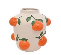 Hestia Vase orange avec oranges en relief - Vase en céramique style méditerranéen
