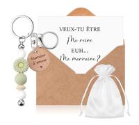 Hestya Cadeau Demande Marraine Cadeau Annonce Grossesse Tata | Veux-Tu Être Ma Marraine, Tu Vas Être Tata, Porte-Clés, Carte Annonce avec Enveloppe, Cadeau Marraine pour Noël, Baptême