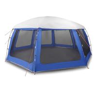 HETFTJN Abri de Piscine Rond Dôme de Jardin 690x690x280 cm, Tente pour Piscine Hors Sol avec 6 Parois en Maille, Double-Toit Amovible et Sac de Transport, Bleu Azur
