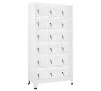 HETFTJN Armoire à Casier Métallique Vestiaire Bureau et Gym, Meuble de Rangement 18 Compartiments Verrouillables avec Porte-Nom et Clés, Armoire Forte Grise, 90x40x180 cm