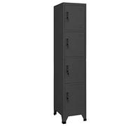 HETFTJN Armoire à Casiers en Acier 4 Portes Vestiaire Métallique de Rangement Professionnel avec Clés et Porte-Étiquettes pour Bureau École et Garage 38x45x180 cm Anthracite