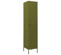 HETFTJN Armoire à Casiers en Acier Vert Olive 35x46x180 cm - Armoire de Rangement Métallique avec 4 Étagères Réglables et Serrure - Vestiaire Professionnel pour Bureau et Garage