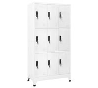 HETFTJN Armoire à Casiers en Acier Vestiaire Métallique de Bureau 9 Portes Verrouillables avec Clés Meuble de Rangement pour École et Bureau Blanc 90x45x180 cm
