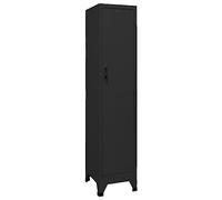 HETFTJN Armoire à Casiers Métallique Noir 38x45x180 cm, Vestiaire de Bureau en Acier avec Porte Verrouillable, Étagère et Tringle pour Bureau, École et Vestiaire Professionnel