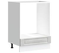 HETFTJN Armoire à Four Encastrable Porto, Meuble Bas de Cuisine pour Four et Micro-Ondes en Bois d'Ingénierie, Rangement de Cuisine avec Pieds Réglables, 60 x 46 x 81,5 cm, Gris Béton