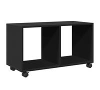 HETFTJN Armoire à roulettes Noir 72x33x42,5 cm, Meuble de Rangement Bas en Bois d'Ingénierie, Étagère Multi-Usage Mobile avec Freins pour Salon, Bureau et Cuisine