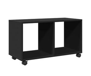 HETFTJN Armoire à roulettes Noir 72x33x42,5 cm, Meuble de Rangement Bas en Bois d'Ingénierie, Étagère Multi-Usage Mobile avec Freins pour Salon, Bureau et Cuisine