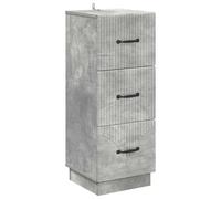 HETFTJN Armoire à Tiroirs Gris Béton 33 x 34,5 x 87 cm, Commode de Rangement en Bois d'Ingénierie avec 3 Tiroirs, Meuble Tour de Rangement Étroit pour Salon et Bureau