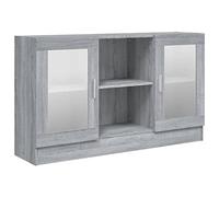 HETFTJN Armoire à Vitrine Sonoma Gris 120x30,5x70 cm Buffet Bas de Salon en Bois d'Ingénierie et Verre Meuble de Rangement avec Portes Vitrées pour Salle à Manger et Bureau