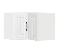 HETFTJN Armoire d'angle Murale de Cuisine Lucca - Meuble de Rangement en Bois d'Ingénierie Blanc - Placard Suspendu Moderne pour Optimisation de l'espace Intérieur - 57 x 57 x 40 cm