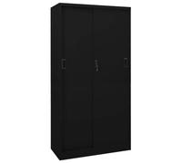 HETFTJN Armoire de Bureau Métallique Porte Coulissante Noir 90x40x180cm, Meuble de Rangement en Acier avec Serrure pour Dossiers, Archives et Bureau Professionnel