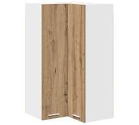 HETFTJN Armoire de Cuisine Suspendue d'angle, Meuble Haut de Rangement en Bois d'Ingénierie avec 2 Portes, Placard Mural Moderne pour Intérieur, 57 x 57 x 100 cm, Chêne Artisan et Blanc