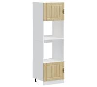 HETFTJN Armoire de Four 2 Pièces, Colonne de Cuisine Encastrable Gamme Lucca, Meuble de Rangement pour Four et Micro-Ondes, Bois d'Ingénierie Chêne Sonoma, 60 x 57 x 207 cm, Pieds Réglables