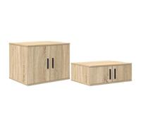 HETFTJN Armoire de Rangement 2 pcs Chêne Sonoma, Meuble de Salon et Salle à Manger en Bois d'Ingénierie avec Portes et Étagères, Buffet Bas Moderne Robuste, 108 x 41 x 40 cm