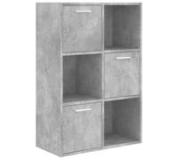 HETFTJN Armoire de Rangement, Bibliothèque 6 Compartiments, 3 Niches Ouvertes et 3 Portes, Meuble Organisateur pour Salon ou Bureau, Bois d'Ingénierie, Gris Béton, 60x29,5x90 cm