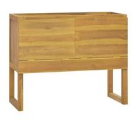 HETFTJN Armoire de Salle de Bain en Bois de Teck Massif, Meuble de Rangement Solide et Élégant pour Toilette et Entrée, Finition Naturelle, 90 x 40 x 75,5 cm