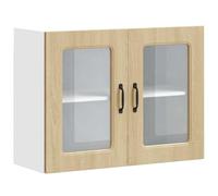HETFTJN Armoire Murale de Cuisine avec Porte vitrée, Meuble Haut de Rangement Suspendu en Bois d'ingénierie, Style Moderne Chêne Sonoma, 80 x 31 x 60 cm pour Gain de Place