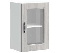 HETFTJN Armoire Murale de Cuisine Kalmar avec Porte vitrée, Meuble de Rangement Suspendu en Bois d'ingénierie, Placard Haut pour Vaisselle, Gris Sonoma, 40 x 31 x 60 cm
