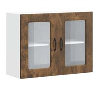 HETFTJN Armoire Murale de Cuisine Kalmar avec Porte Vitrée, Meuble de Rangement Suspendu en Bois d'Ingénierie, Chêne Fumé, 80 x 31 x 60 cm, Gain de Place Organisateur Mural pour Cuisine Salon