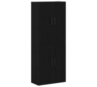 HETFTJN Armoire Murale Lot de 2 Meuble Suspendu Salon Cabinet de Rangement en Bois d'Ingénierie avec 4 Portes pour Livres et Déco Chambre Bureau Chêne Noir 69,5 x 34 x 90 cm